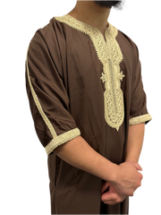 Premium Moroccan brown and gold embroidery
