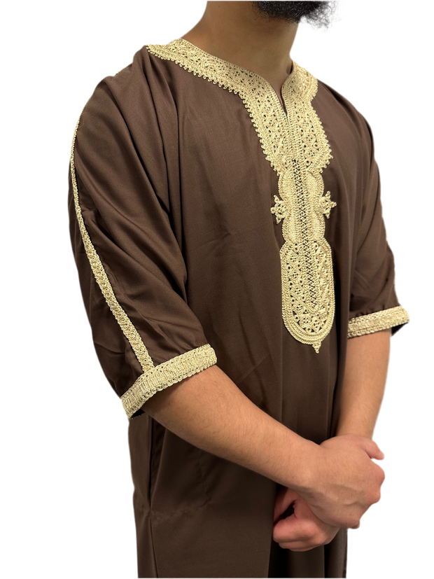 Premium Moroccan brown and gold embroidery