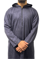 Suede UAE Hooded Thobe (Midnight Navy)