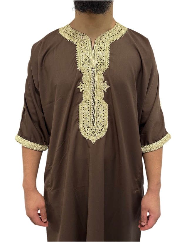 Premium Moroccan brown and gold embroidery