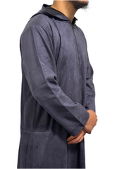 Suede UAE Hooded Thobe (Midnight Navy)