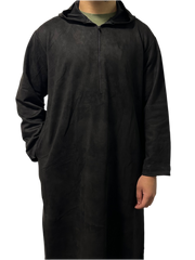 Suede UAE Hooded Thobe (Black)